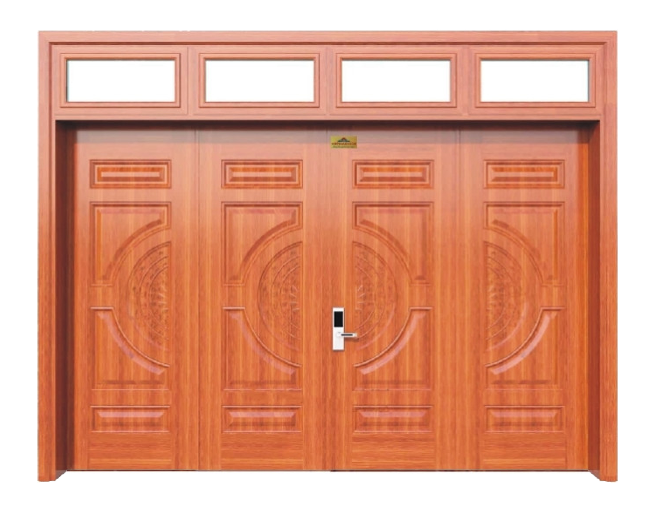 Mẫu cửa thép vân gỗ 4 cánh đẹp sang trọng nhất 2024
